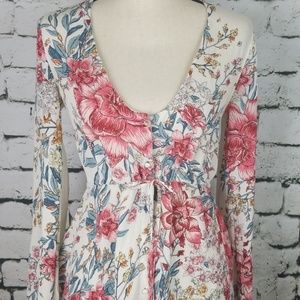 Billabong Floral Long Sleeve Rayon Dress XS